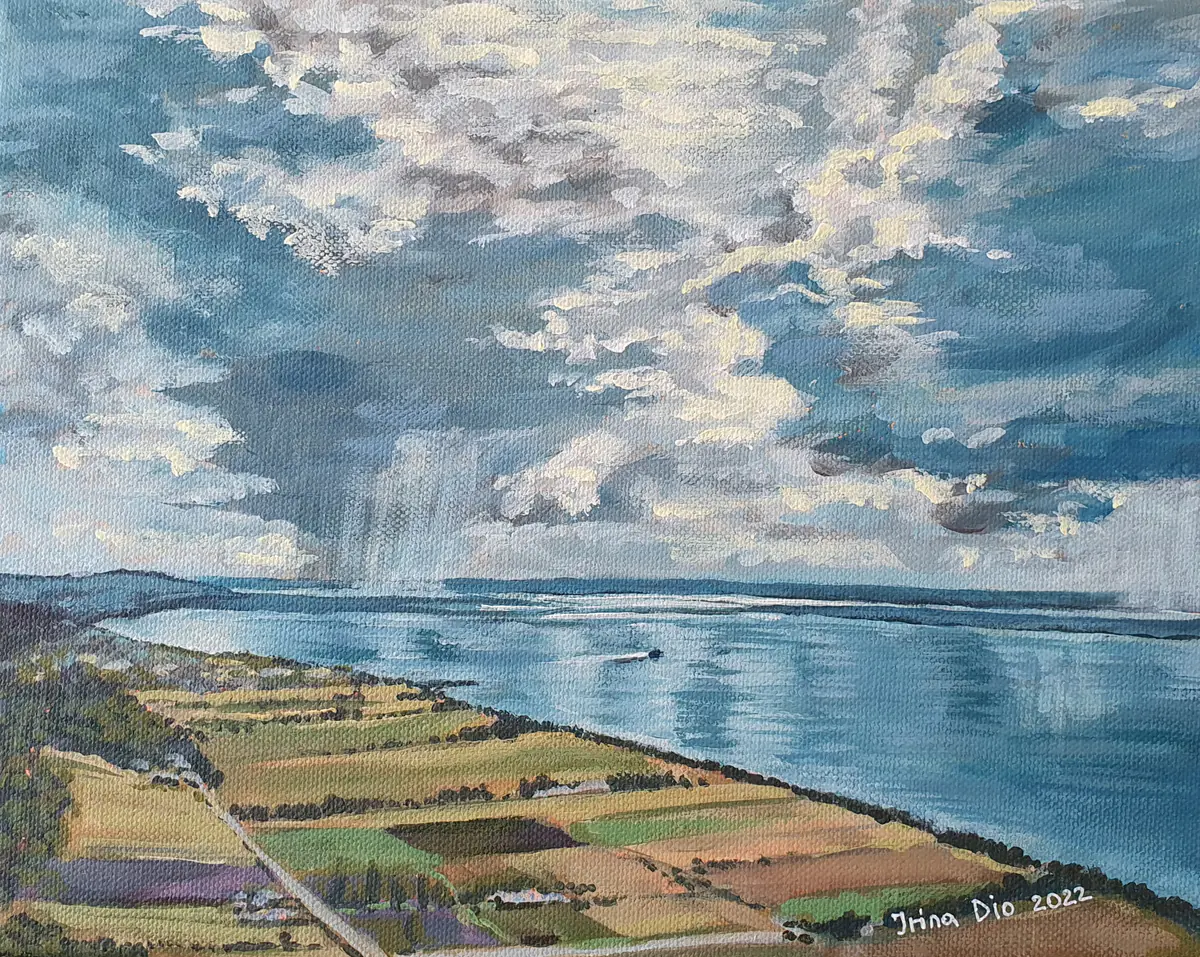Vättern - Akryl - Landscape - 30×24 cm av Irina Dio