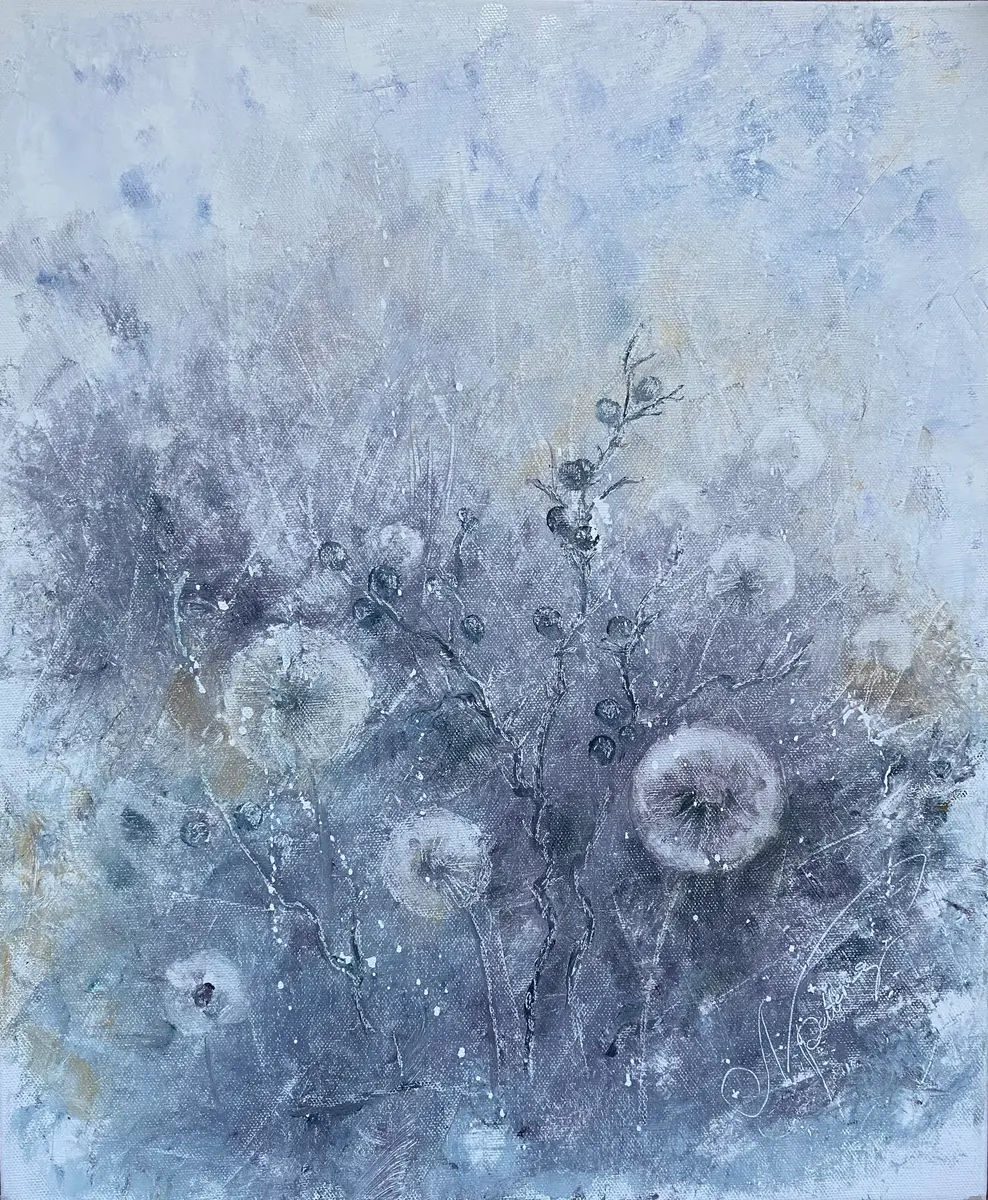 Dansande Maskrosor i Skymningsljus - Olja - Impressionism - 50×50 cm av Selene Caspian