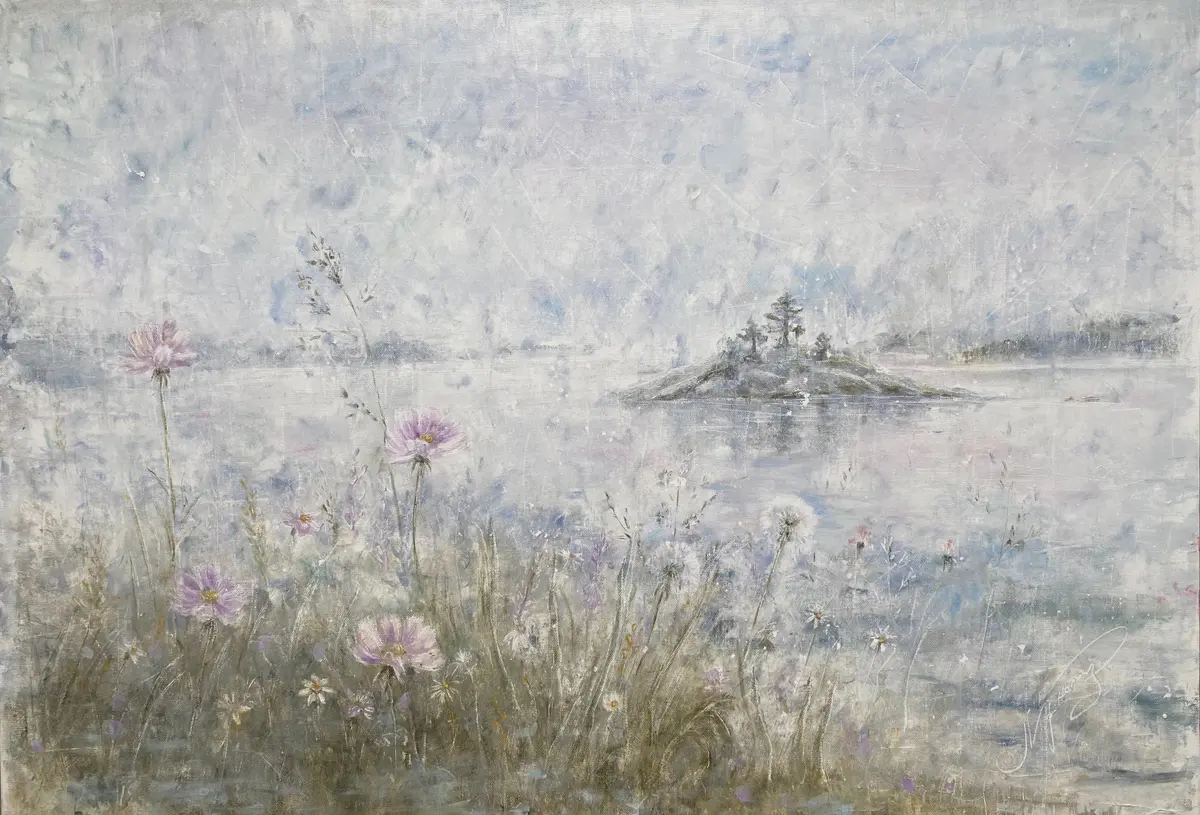 Skärgårdens stillhet - Olja - Abstract - 100×70 cm av Selene Caspian