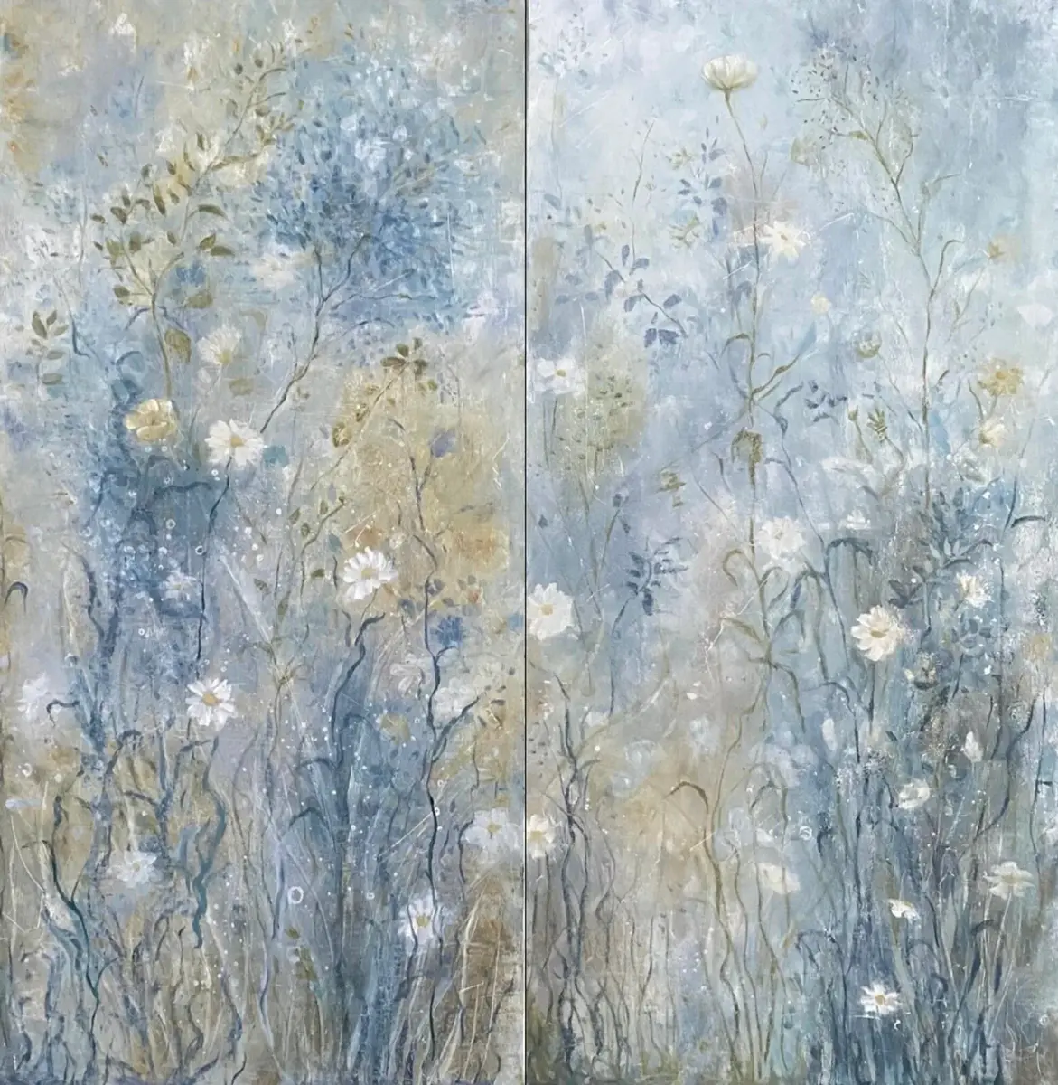 Sommarljus och Vilda Blommor - Olja - Impressionism - 100×100 cm av Selene Caspian