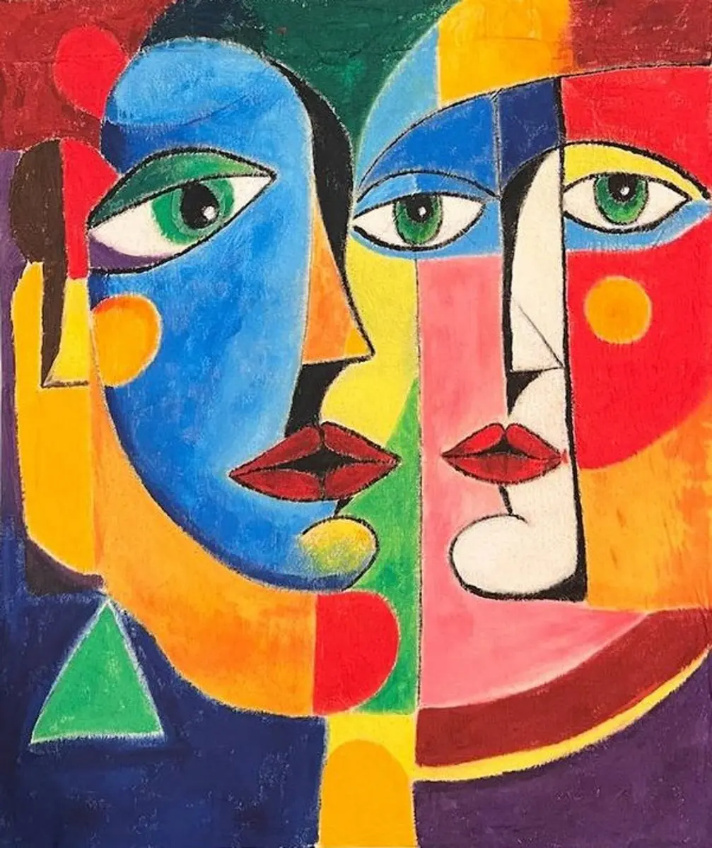 Intertwined Identities – av Mary G. - Akryl - Modern - 50×70 cm av Mary G
