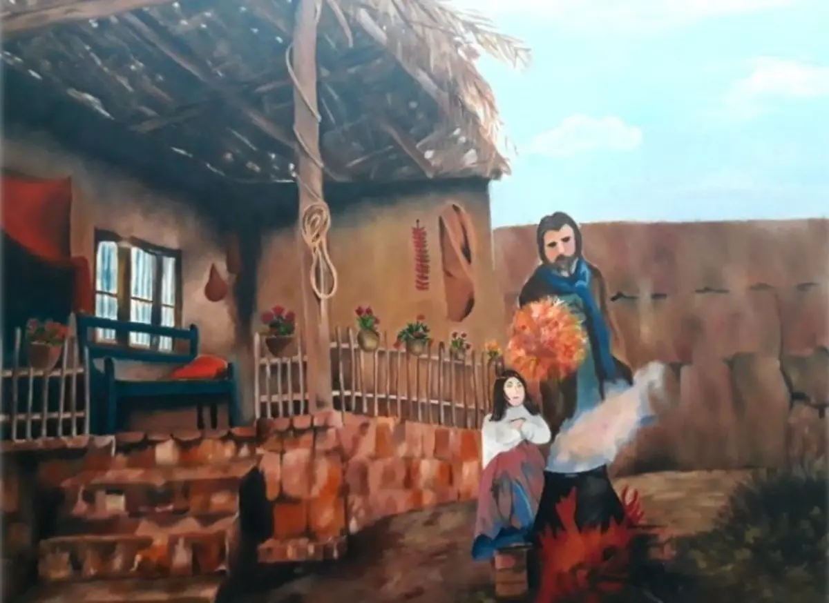 The Hearth of Heritage – av Mary G. - Olja - Traditional - 70×50 cm av Mary G