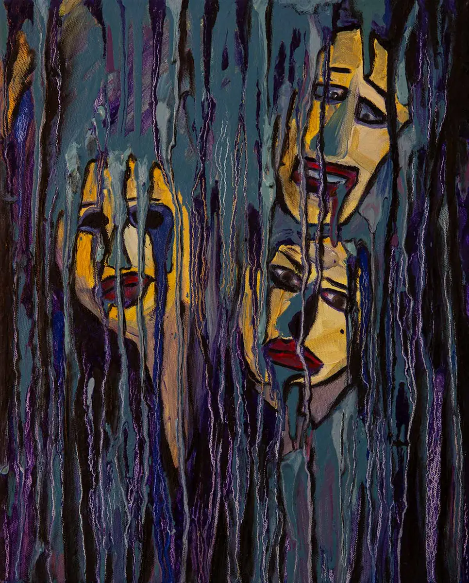 Behind the Veil - Olja - Contemporary - 33×41 cm av Andy Renard (såld)
