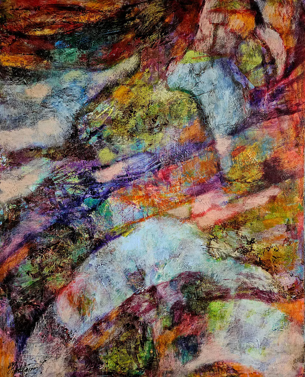 Soaring Through the Dreams - Akryl - Abstract - 81×100 cm av Tatiana Hellum