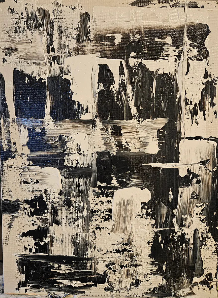 Monokroma Danssteg i Akryl - Olja - Abstract - 30×40 cm av Stefani Miletic