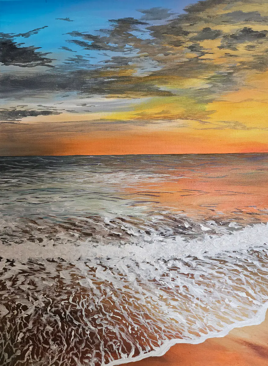 Solnedgång vid Havet - Akryl - Abstract - 30×40 cm av Stefani Miletic