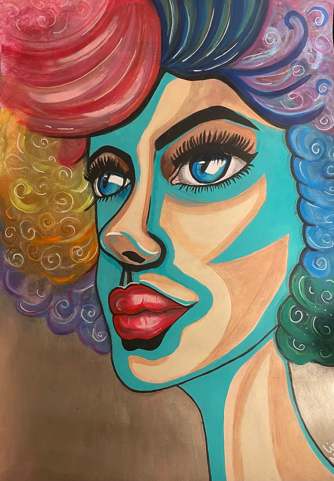 Curly girl - Akryl av Lina A Nordblad (såld)